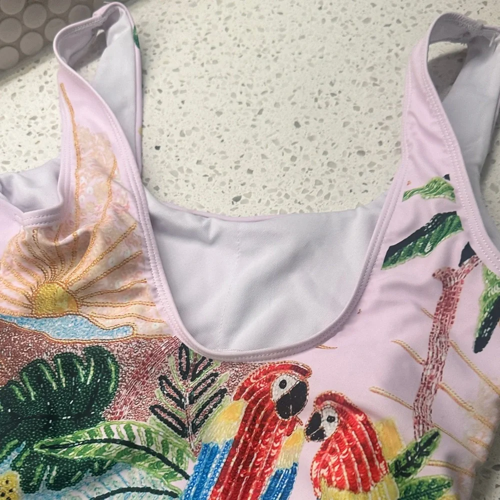 Maya swimsuit Pink Tropical Parrot One-Piece Swimsuit - Picture 8 of 9